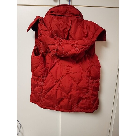 Lands End Womens sz Small Goose Down red Puffer Vest With Hood preppy outdoors - Picture 7 of 12
